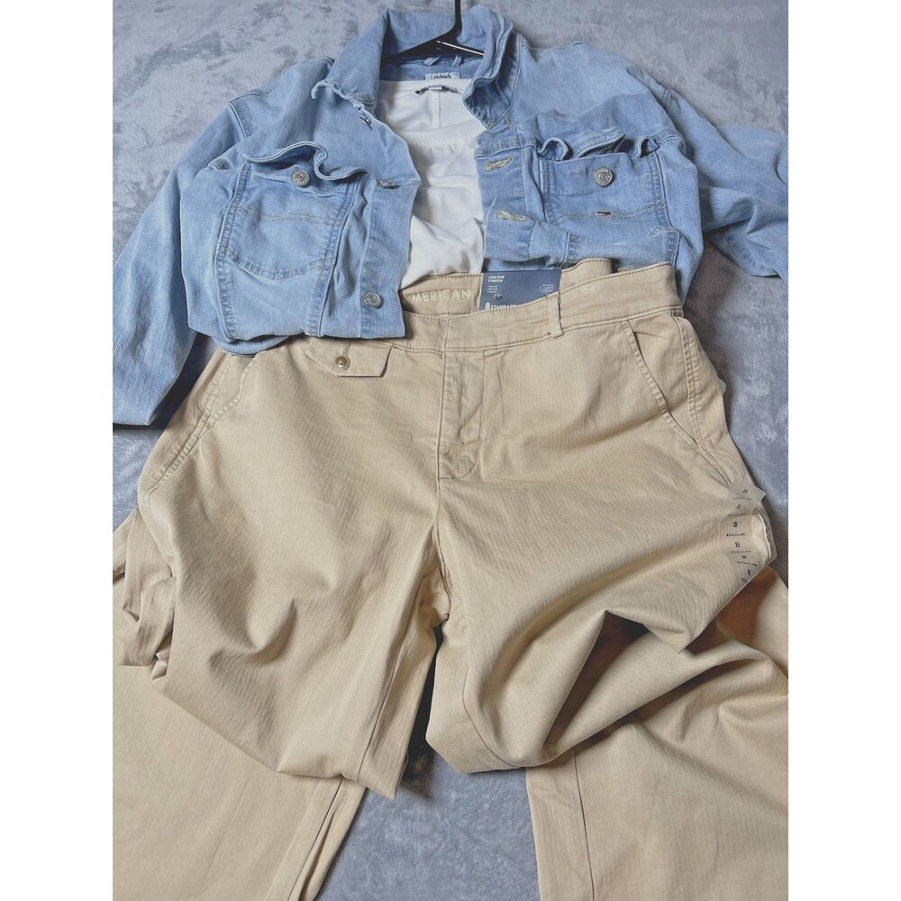 NEW American Eagle Super High Rise Khaki Size 8/w29 #widelegtrousers #trendy